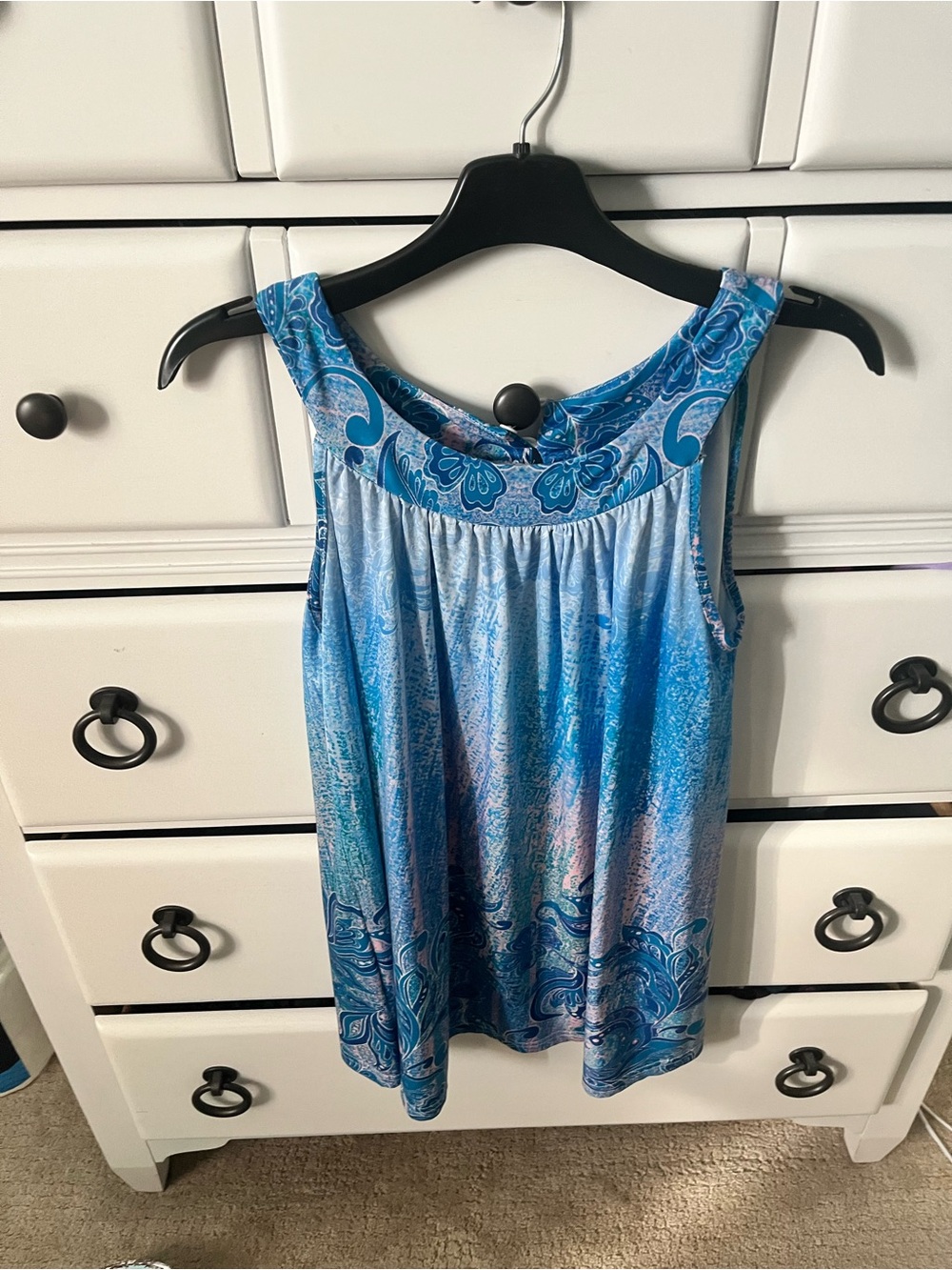 Lily Blue Printed Sleeveless Tank Top
